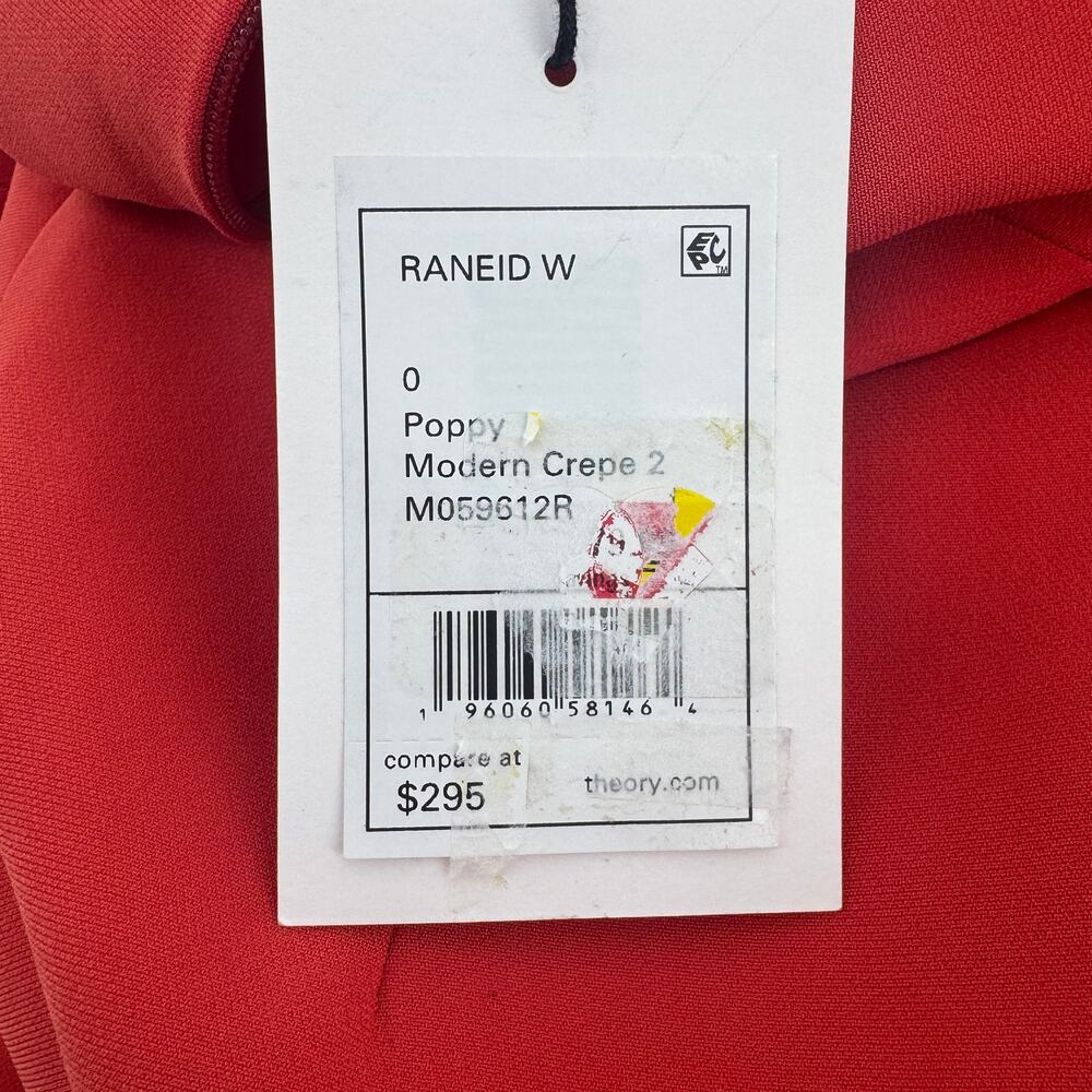 Theory Modern Crepe 2 Sheath Dress - Size 0 NWT $295 Poppy Red Business - Picture 4 of 8
